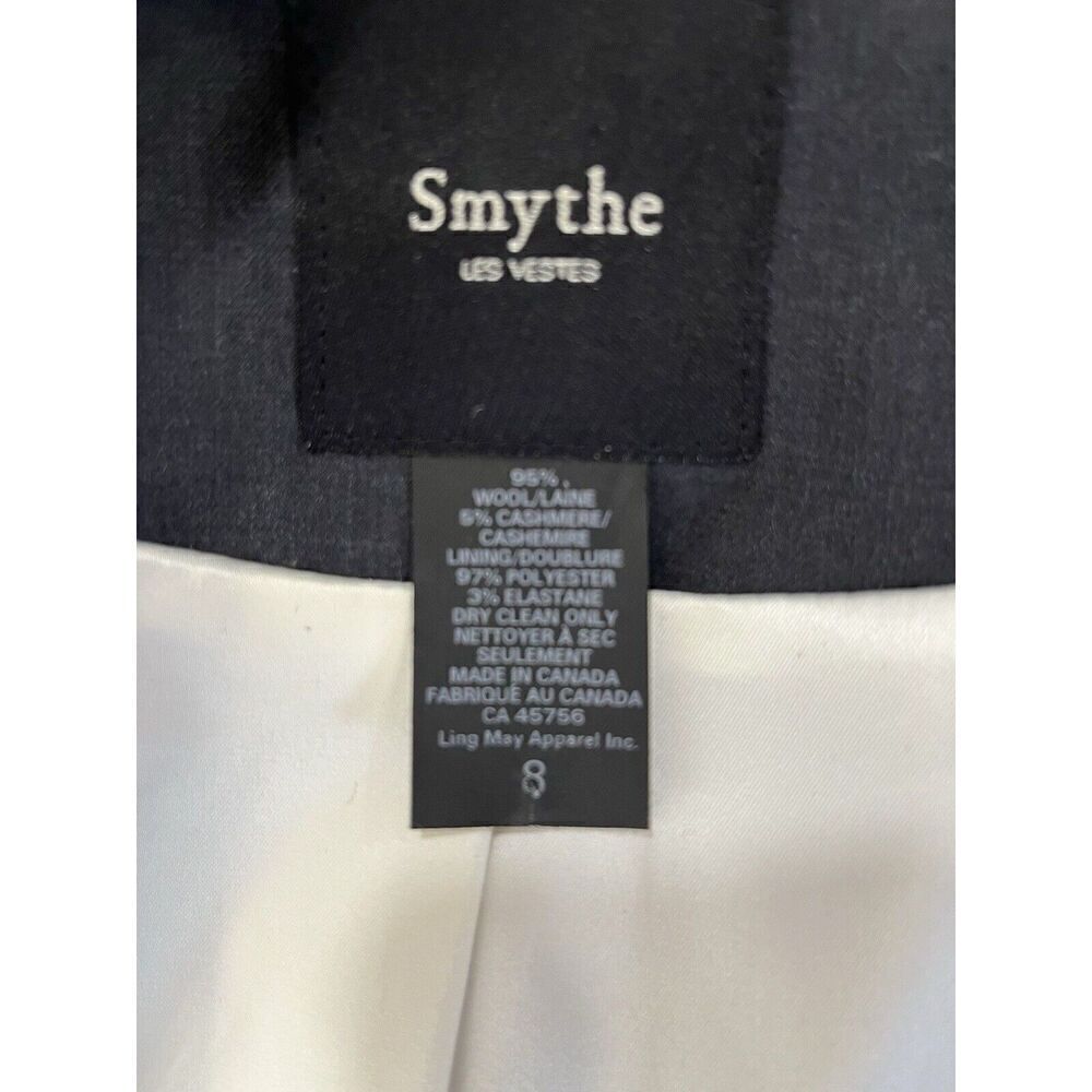 Smythe Blazer Classic Boyfriend Lined Wool & Cashmere Charcoal Gray Size 8 - Picture 4 of 14